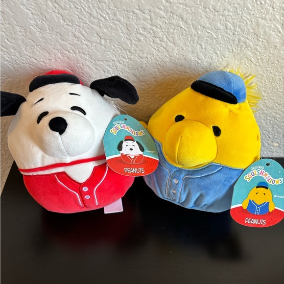 Squishmallows Other - NWT Snoopy & Woodstock Baseball Squishmallows in #00 Jerseys